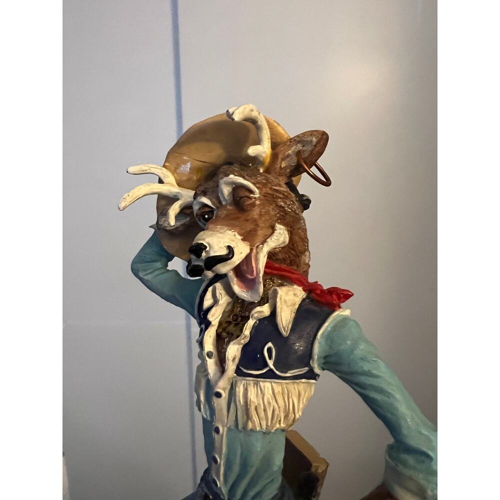 Cowboy moose figurine/statue with mustache - Picture 4 of 12